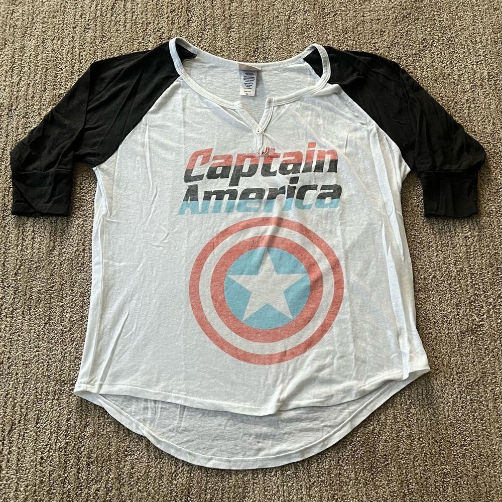Junk Food Captain America 3/4 Sleeve Tshirt